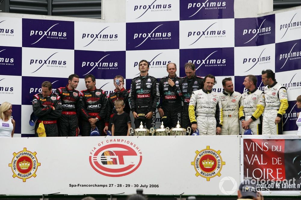 Louis Deletraz joined his father on the podium after finishing runner-up at the Spa 24 Hours in 2006