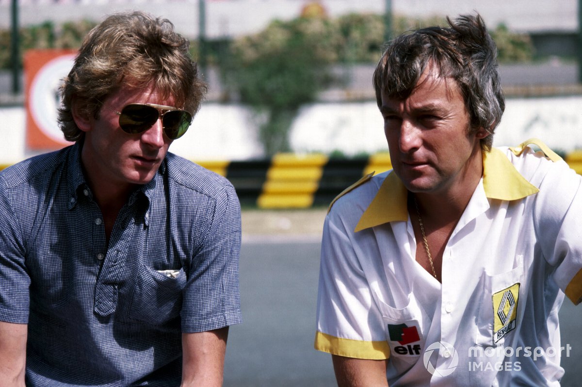 Jabouille, pictured in discussion with Renault team manager Larrousse at the 1979 Argentine GP, led development on its turbo cars
