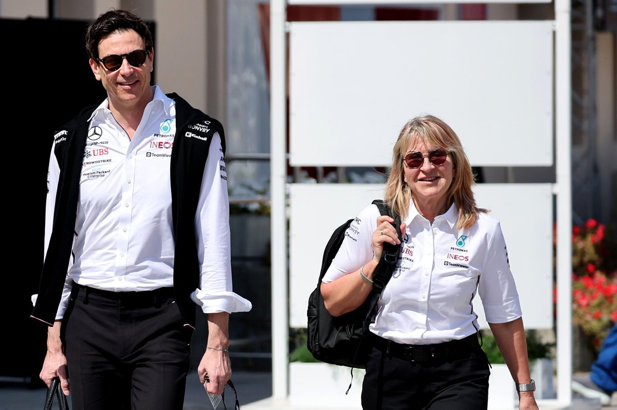 Toto Wolff, Team Principal and CEO, Mercedes-AMG with Jayne Poole, Mercedes special advisor
