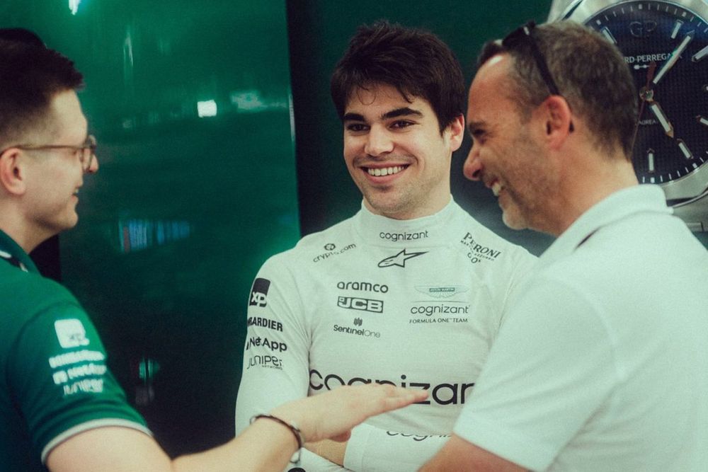 Nuno Pinto (right) has been Lance Stroll's driver coach since 2013